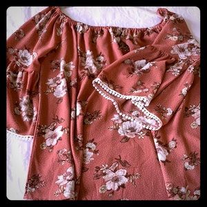 Floral off shoulder Boho- bohemian blouse 1x - xl
